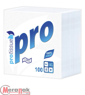 Салфетки бумажные Protissue 1-сл, 24*24см, арт. С184 Белый - фото