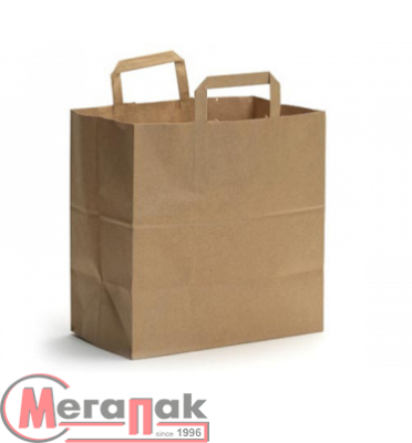 Пакет бум. корич. с плос. ручками 320*200*370 1/25 108-035/108-062/108-070/406-966 (8) Коричневый - фото
